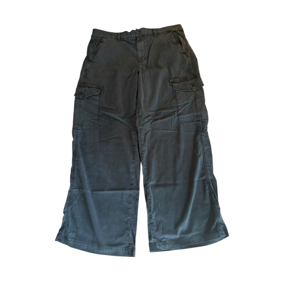 American Eagle Mid Rise Baggy Wide Leg Cargo Pants Womens Size 14 Faded Black